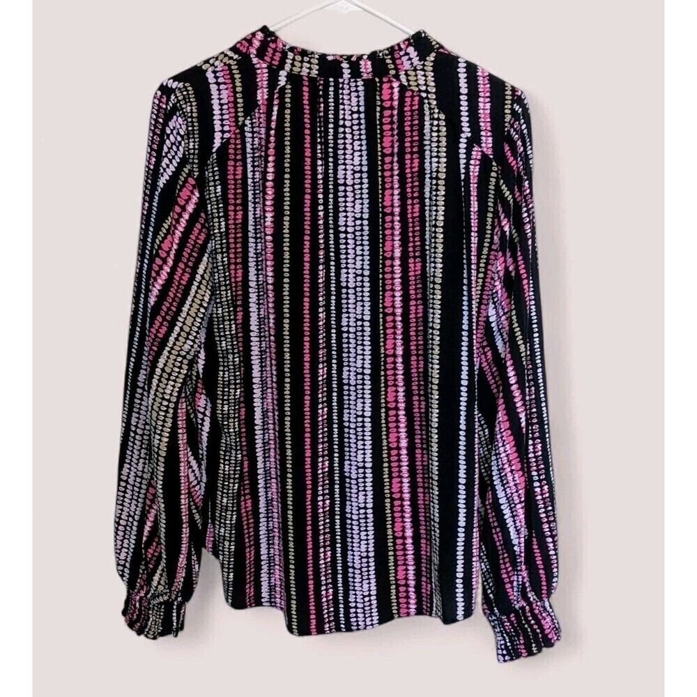 Maeve Anthropologie Womens Colette Black Pink Peasant Balloon Sleeve Top Med - Picture 3 of 9